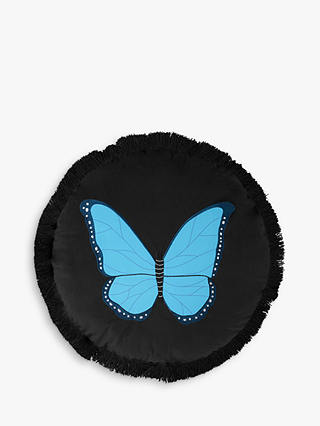 Skinnydip Butterfly Cushion, Black / Blue