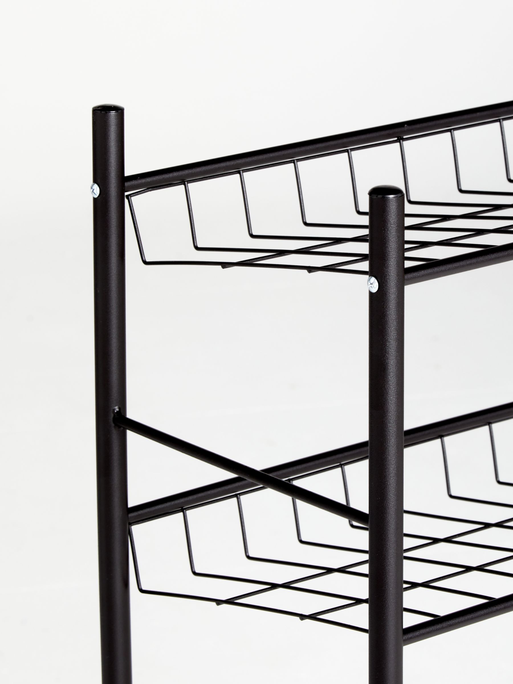 House by John Lewis Metal 3 Tier Shoe Rack, Black