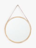 ANYDAY John Lewis & Partners Wood Frame Round Hanging Mirror, 55cm, Natural