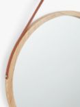 John Lewis ANYDAY Wood Frame Round Hanging Wall Mirror, 55cm, Natural
