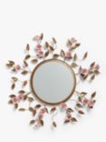 John Lewis + Matthew Williamson Shaped Roses Round Wall Mirror, 90cm, Gold/Pink