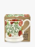 Emma Bridgewater Strawberries 'Mum' Half Pint Mug, 300ml, Red