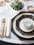 Wedgwood Gio Gold Bone China Octagonal Charger Plate, 33cm, Black/White/Gold