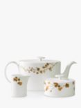 Vera Wang for Wedgwood Jardin Bone China Teapot & Beverage Set, 3 Piece, White/Gold
