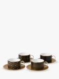 Wedgwood Gio Gold Bone China Tea Cup & Saucer, Set of 4, Black/White/Gold