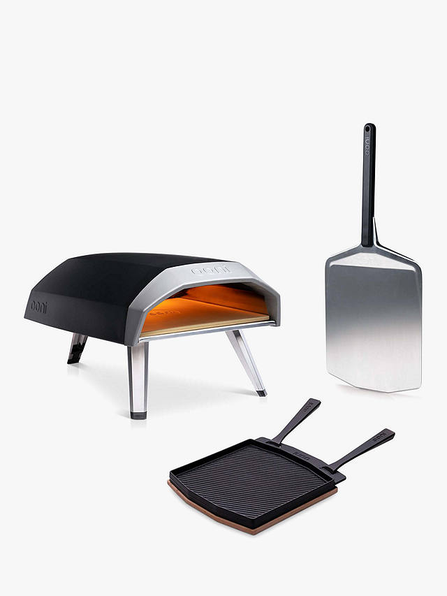 Ooni Koda 12 Gas Fuel Portable Pizza Oven with 30cm Pizza Peel & Cast Iron Grizzler Plate Set