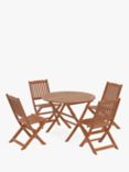 ANYDAY John Lewis & Partners 4-Seater Folding Garden Dining Table & Chairs Set, FSC-Certified (Eucalyptus Wood), Natural