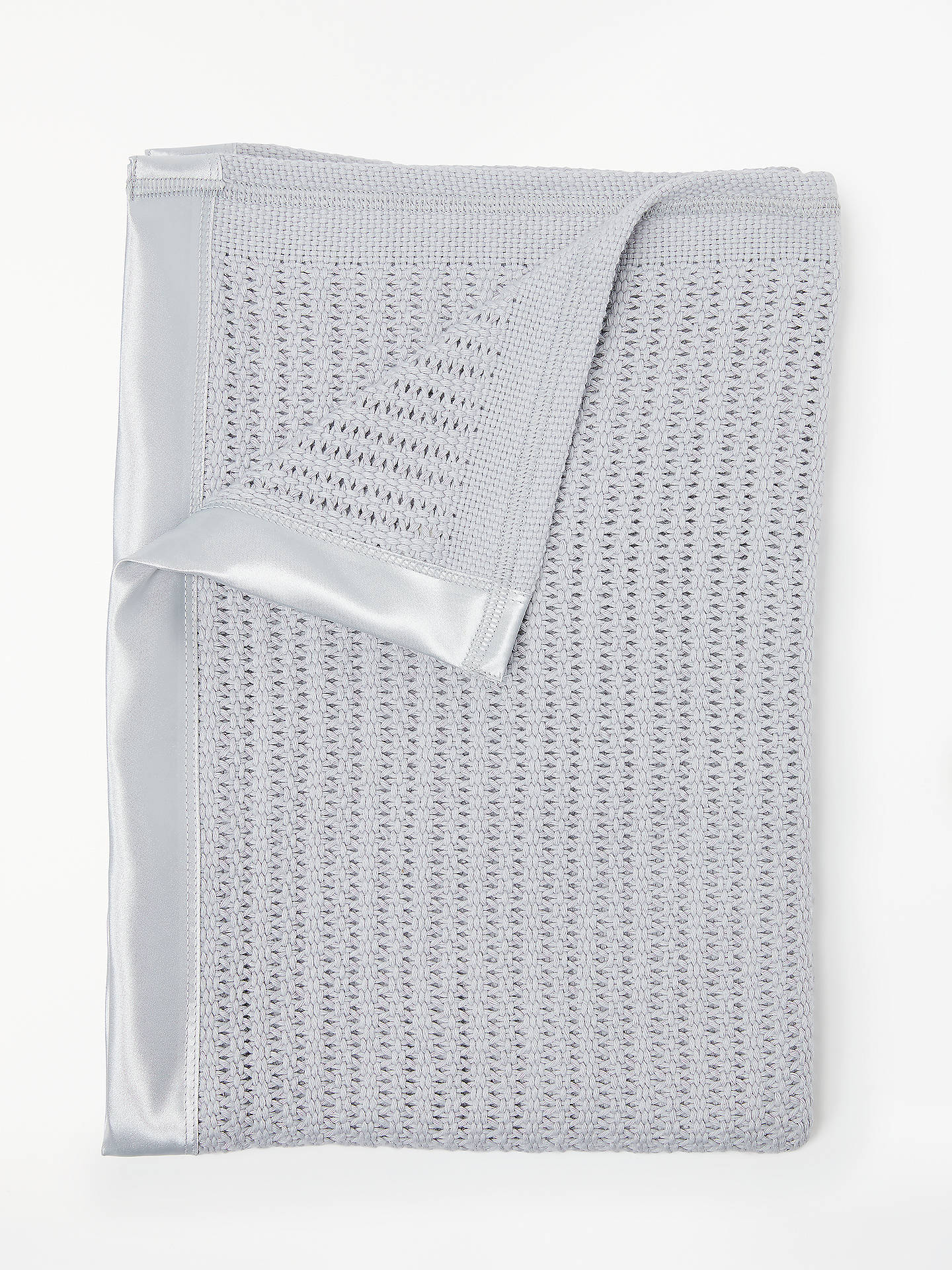 John Lewis & Partners Baby GOTS Organic Cotton Cellular Pram Blanket, 90 x 70cm, Grey