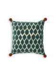 John Lewis & Partners Fusion Geometric Print Reversible Garden Cushion, 43 x 43cm, Mallard/White