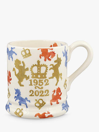 Emma Bridgewater Queen Elizabeth II 70 Years Platinum Jubilee Half Pint Mug, 300ml, Multi