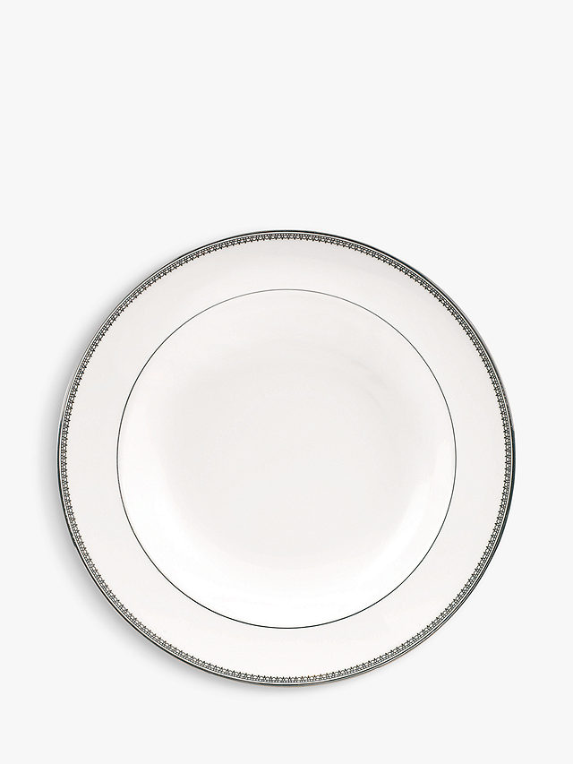 Vera Wang for Wedgwood Lace Platinum Bone China Soup Bowl, 22.8cm, White/Silver