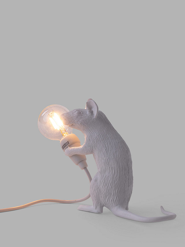 retorta estético Rendición Seletti Sitting Mouse Table Lamp, White