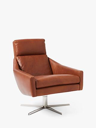 Austin Range, west elm Austin Leather Swivel Chair, Metal Leg, Chestnut Leather