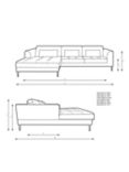 John Lewis Siesta LHF Chaise End Sofa Bed with Storage, Metal Leg, Brushed Tweed Grey