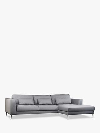 Siesta Range, John Lewis Siesta RHF Chaise End Sofa Bed with Storage, Metal Leg, Brushed Tweed Grey