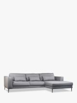 John Lewis Siesta RHF Chaise End Sofa Bed with Storage, Metal Leg, Brushed Tweed Grey