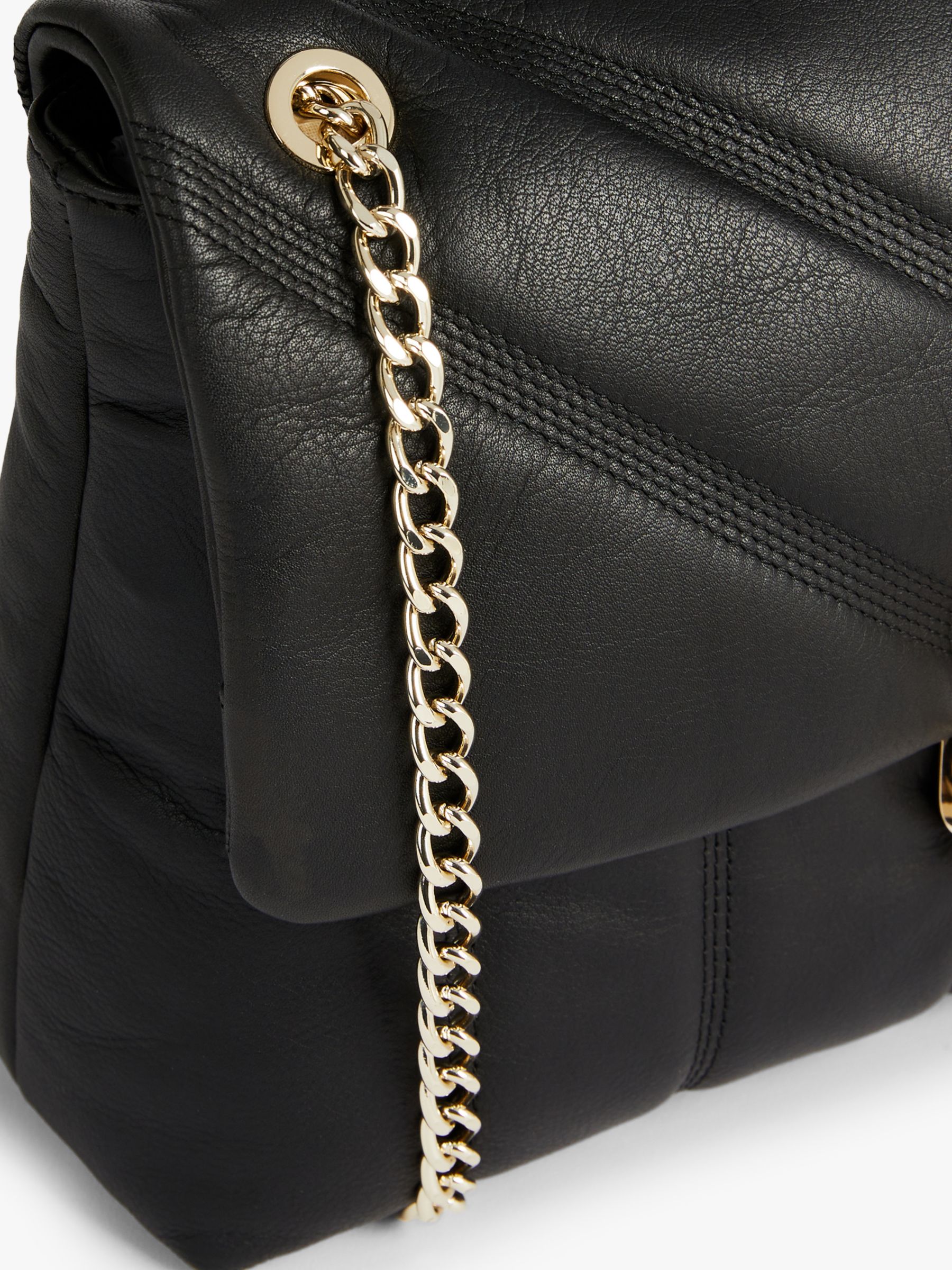Ted Baker Ayahlin Puffer Quilted Leather Cross Body Bag, Black at John ...
