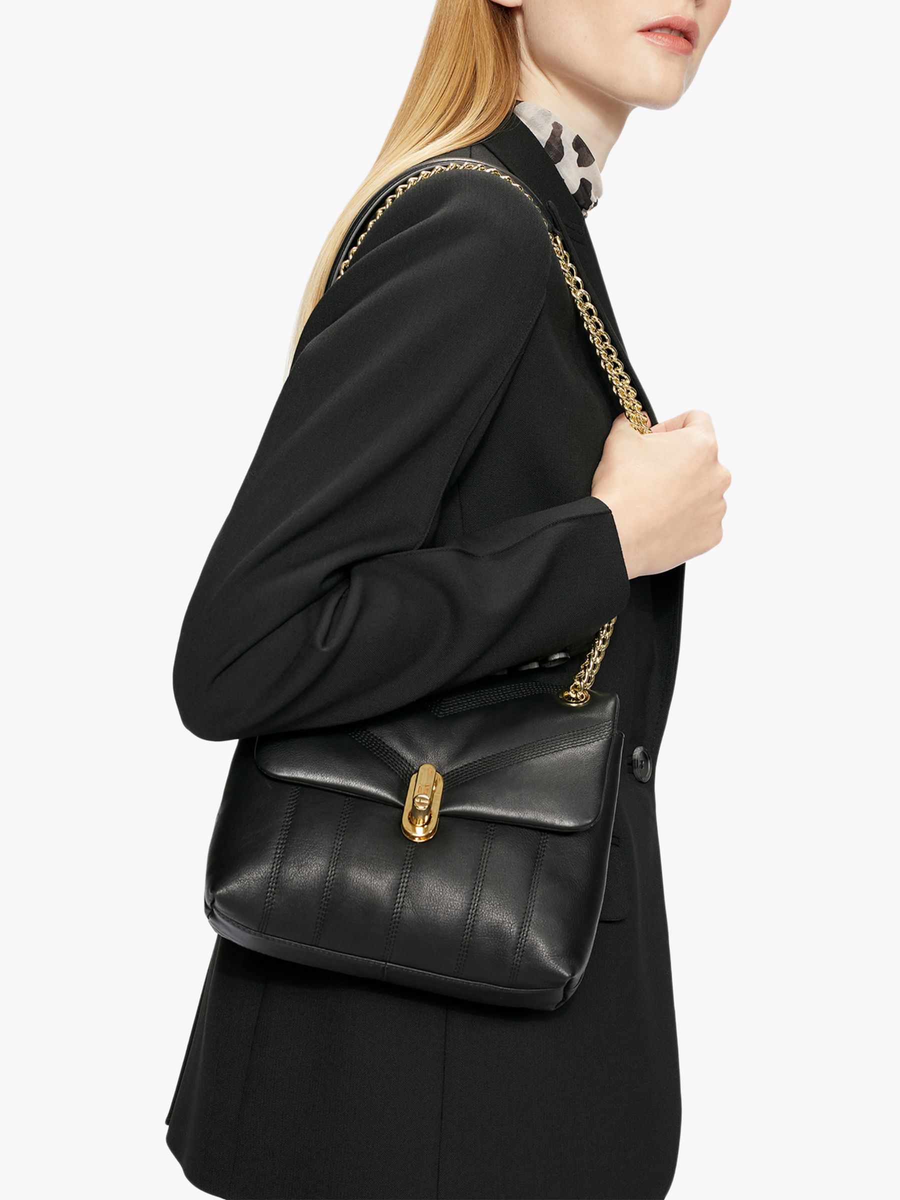 Ted Baker Ayalina Quilted Mini Leather Cross Body Bag, Black at John ...