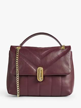 Ted Baker Ayahlin Puffer Quilted Leather Cross Body Bag, Dark Purple