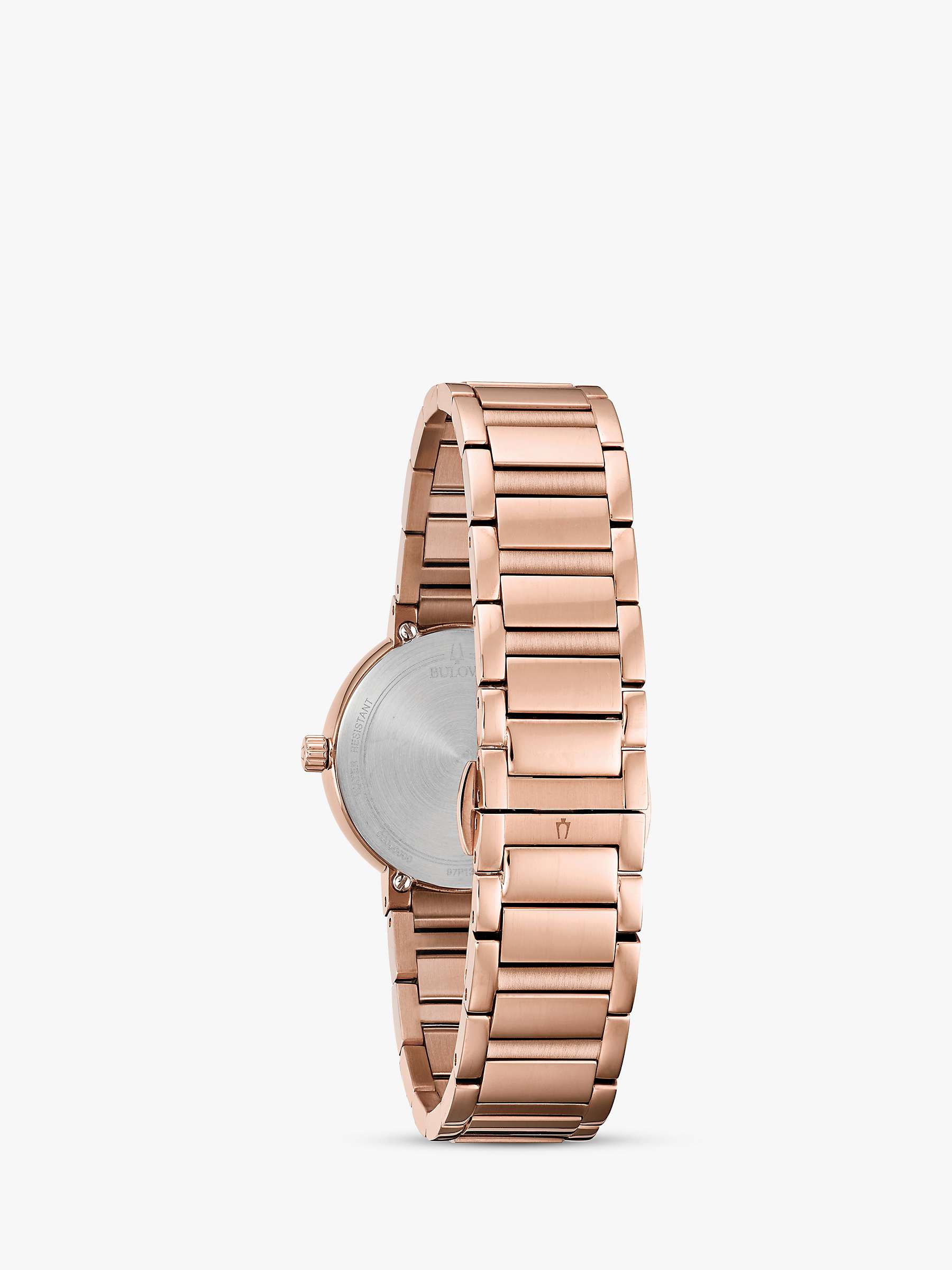 Buy Bulova Women's Modern Diamond Bracelet Strap Watch, Rose Gold 97P132 Online at johnlewis.com