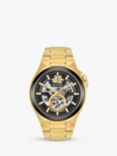 Bulova 98A178 Men's Marine Star Automatic Skeleton Dial Bracelet Strap Watch, Gold/Black