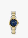 Bulova Women's Classic Date Bracelet Strap Watch, Silver/Gold/Blue 98M124