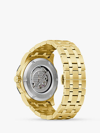 Bulova 98A273 Men's Marine Star Heartbeat Automatic Bracelet Strap Watch, Gold/Black