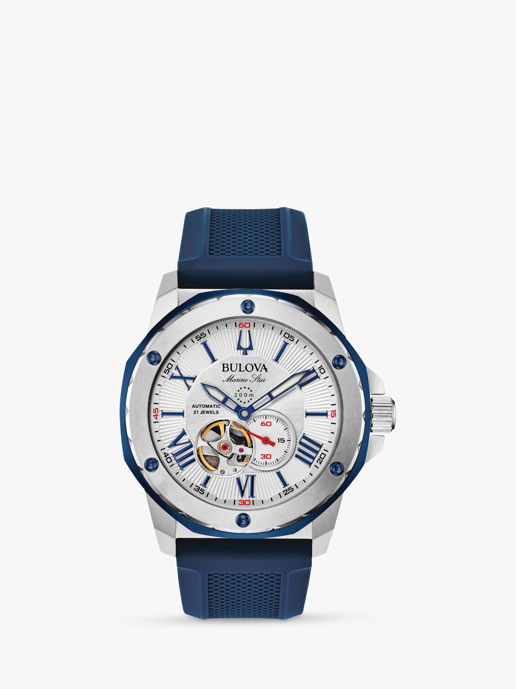 Buy Bulova Men's Marine Star Heartbeat Automatic Silicone Strap Watch Online at johnlewis.com