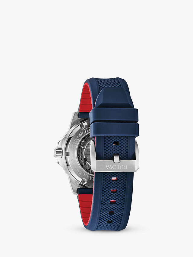 Bulova Men's Marine Star Heartbeat Automatic Silicone Strap Watch, Blue/Silver 98a225