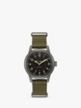 Bulova 98A255 Men's Hack Automatic Leather Strap Watch, Green/Black