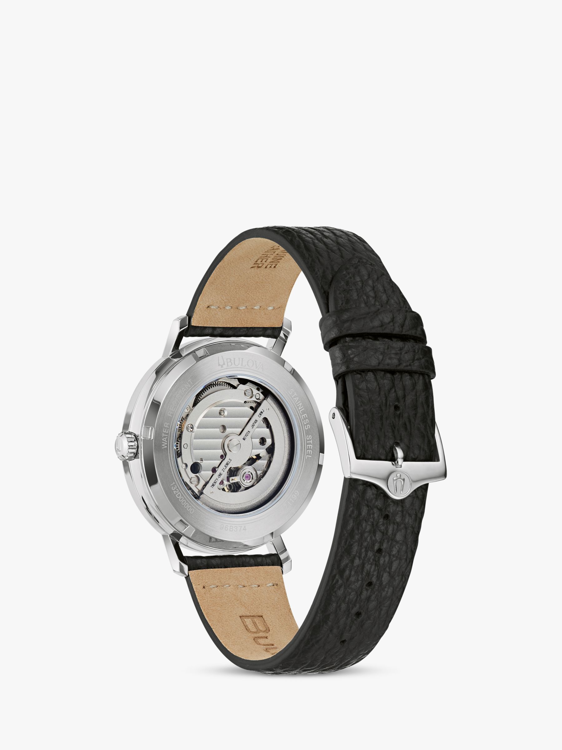 Bulova Men's Aerojet Automatic Date Leather Strap Watch, Black/Blue 96B374
