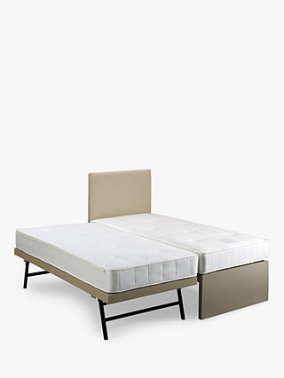 John Lewis & Partners Savoy Guest Bed with Two Pocket Spring Mattresses, Small Single, Topaz Beige