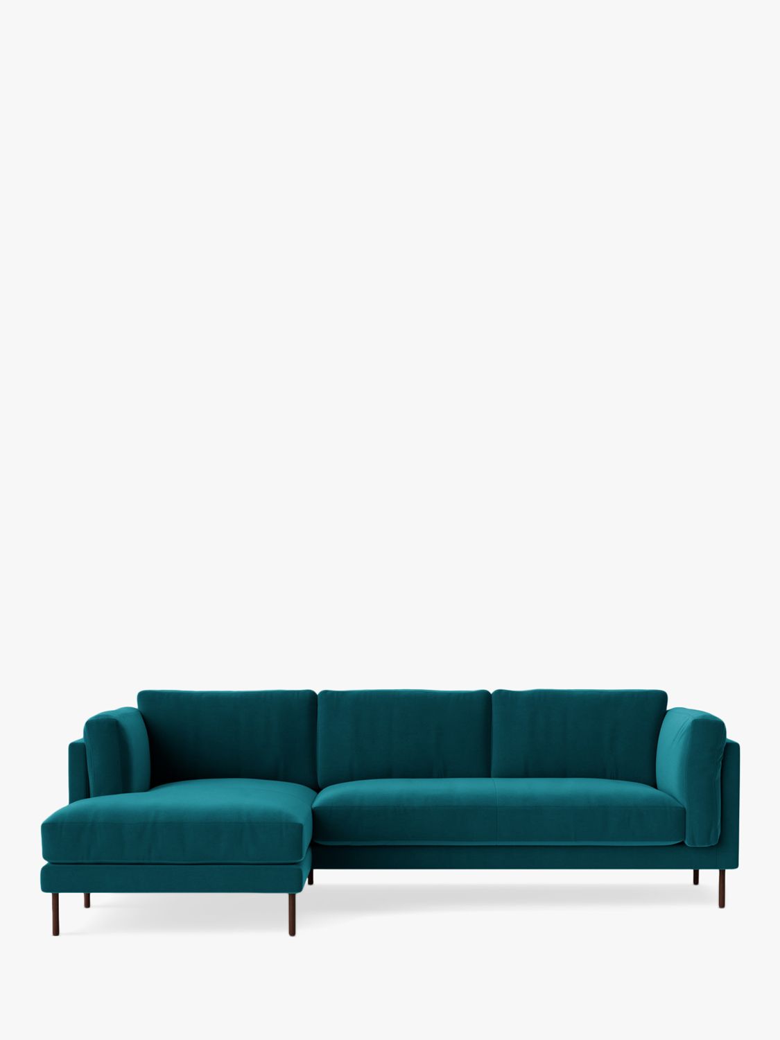 Munich Range, Swoon Munich Grand 4 Seater LHF Chaise End Sofa, Dark Leg, Kingfisher Velvet