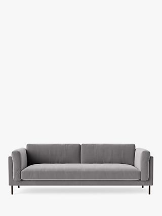Munich Range, Swoon Munich Large 3 Seater Sofa, Dark Leg, Silver Grey Velvet