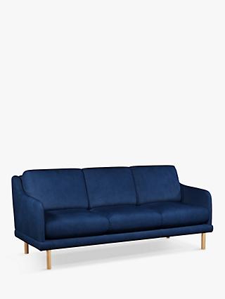 Sweep Range, John Lewis ANYDAY Sweep Large 3 Seater Sofa, Light Leg, Opulence Royal Blue Velvet