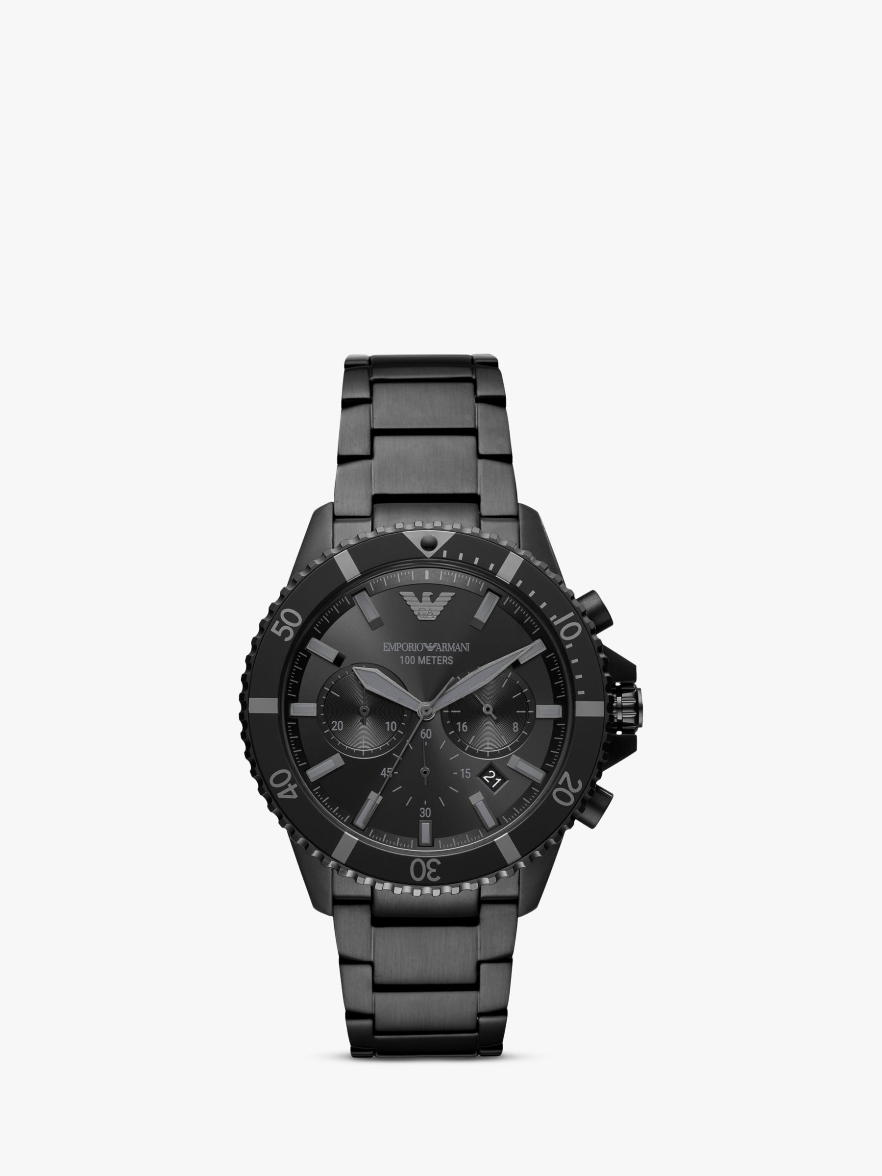 Emporio Armani Men's Chronograph Date Bracelet Strap Watch, Black AR11363  at John Lewis & Partners