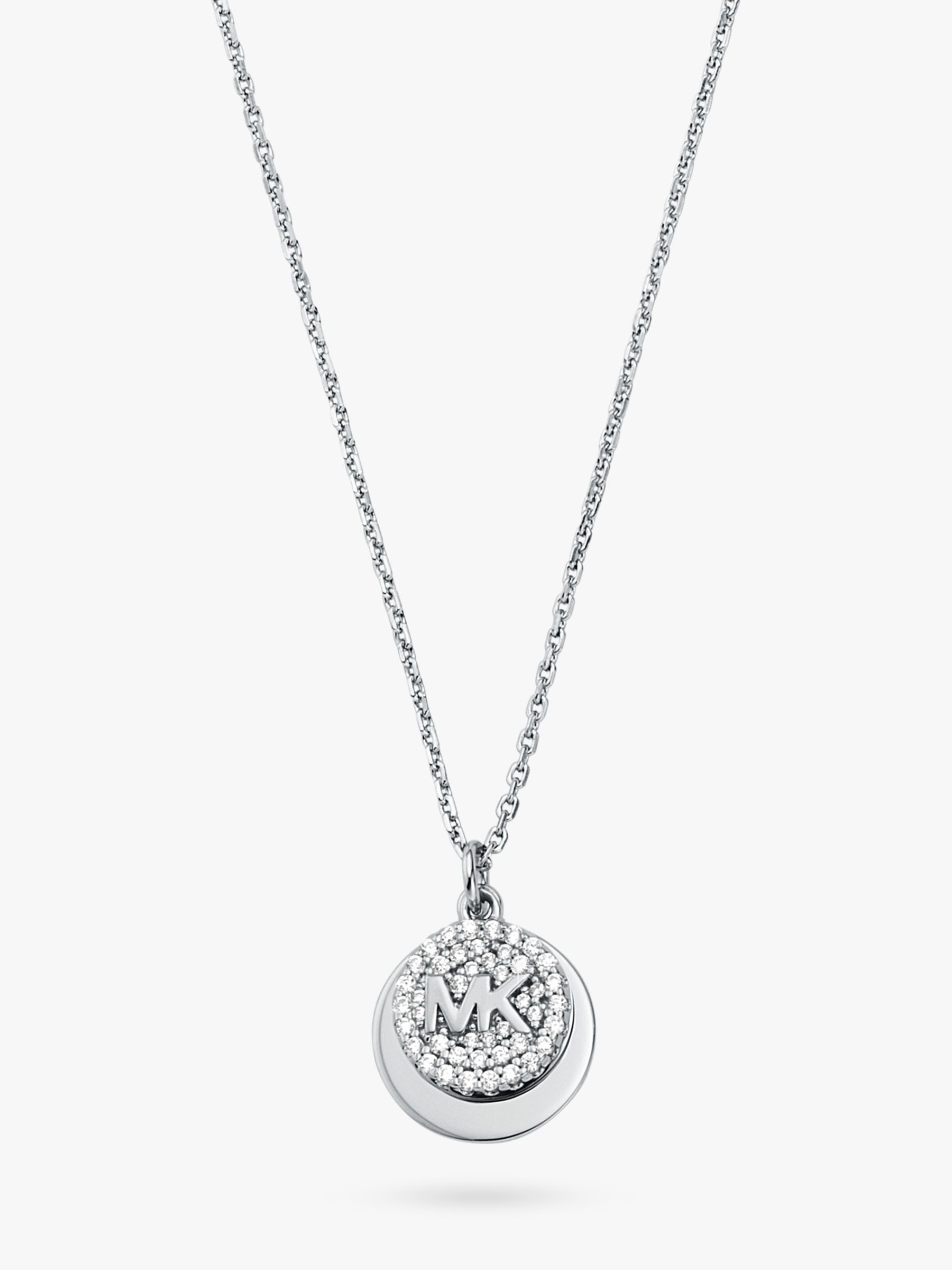 Michael Kors Cubic Zirconia Logo Double Circle Pendant Necklace