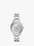 Fossil ES5108 Women's Stella Sport Chronograph Cubic Zirconia Bracelet Strap Watch, Silver