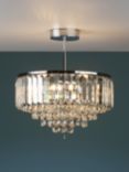 Laura Ashley Vienna Crystal Semi Flush Ceiling Light, Clear/Polished Chrome