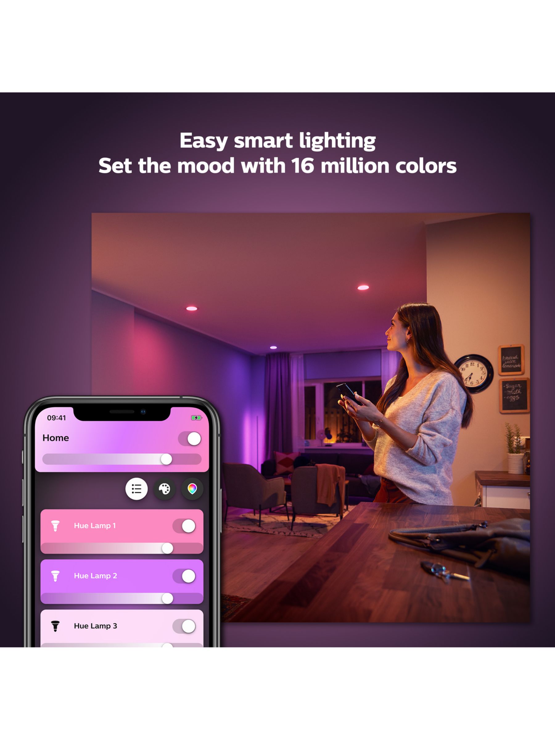 Philips Hue White and Colour Ambiance Wireless Lighting LED Starter Kit  with 2 E27 Bulbs with Bluetooth & Bridge