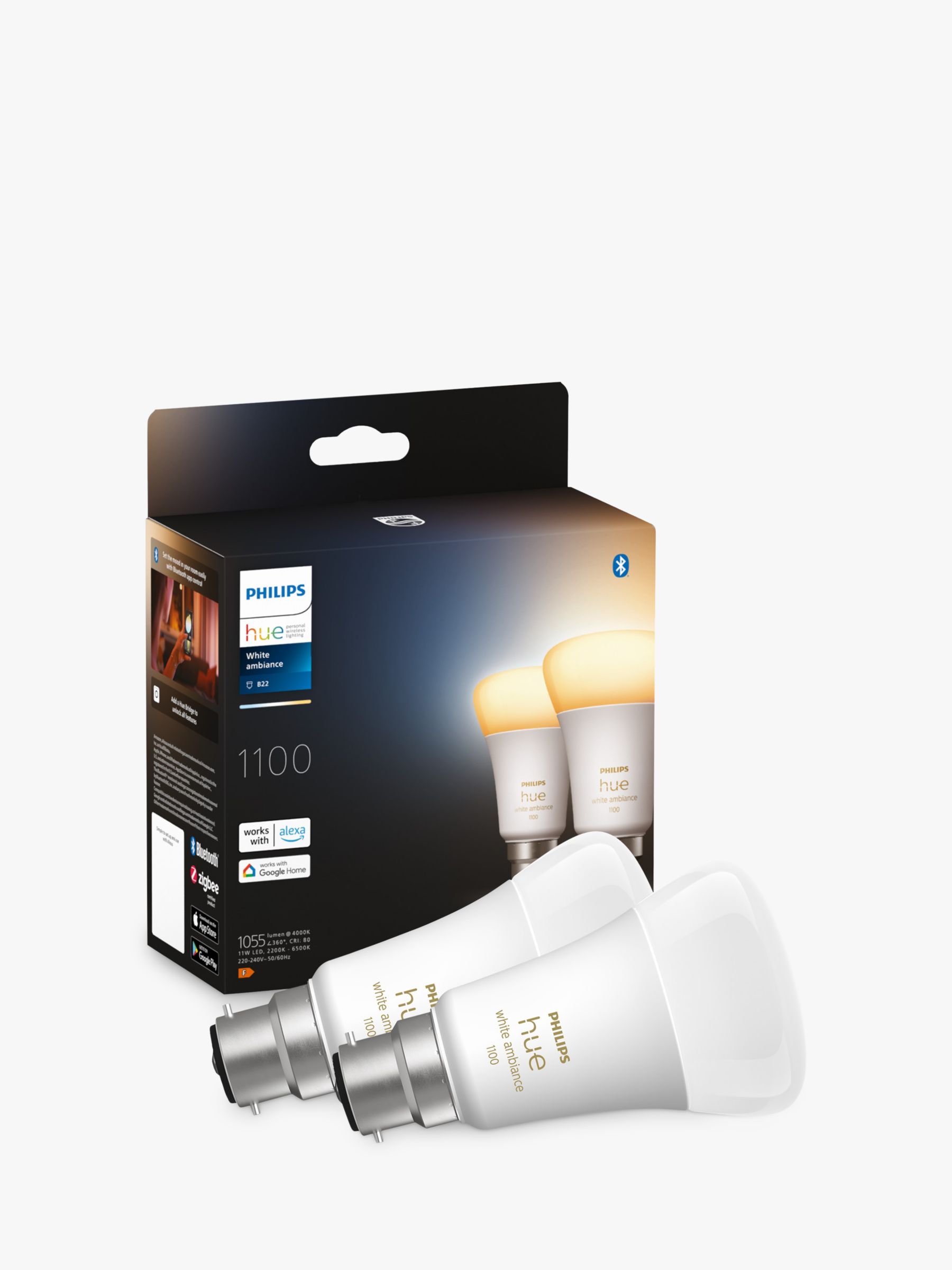 Photo of Philips hue white ambiance wireless lighting led light bulb with bluetooth 8w a60 b22 bayonet cap bulb pack of 2