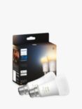 Philips Hue White Ambiance Wireless Lighting LED Light Bulb with Bluetooth, 8W A60 B22 Bayonet Cap Bulb, Pack of 2