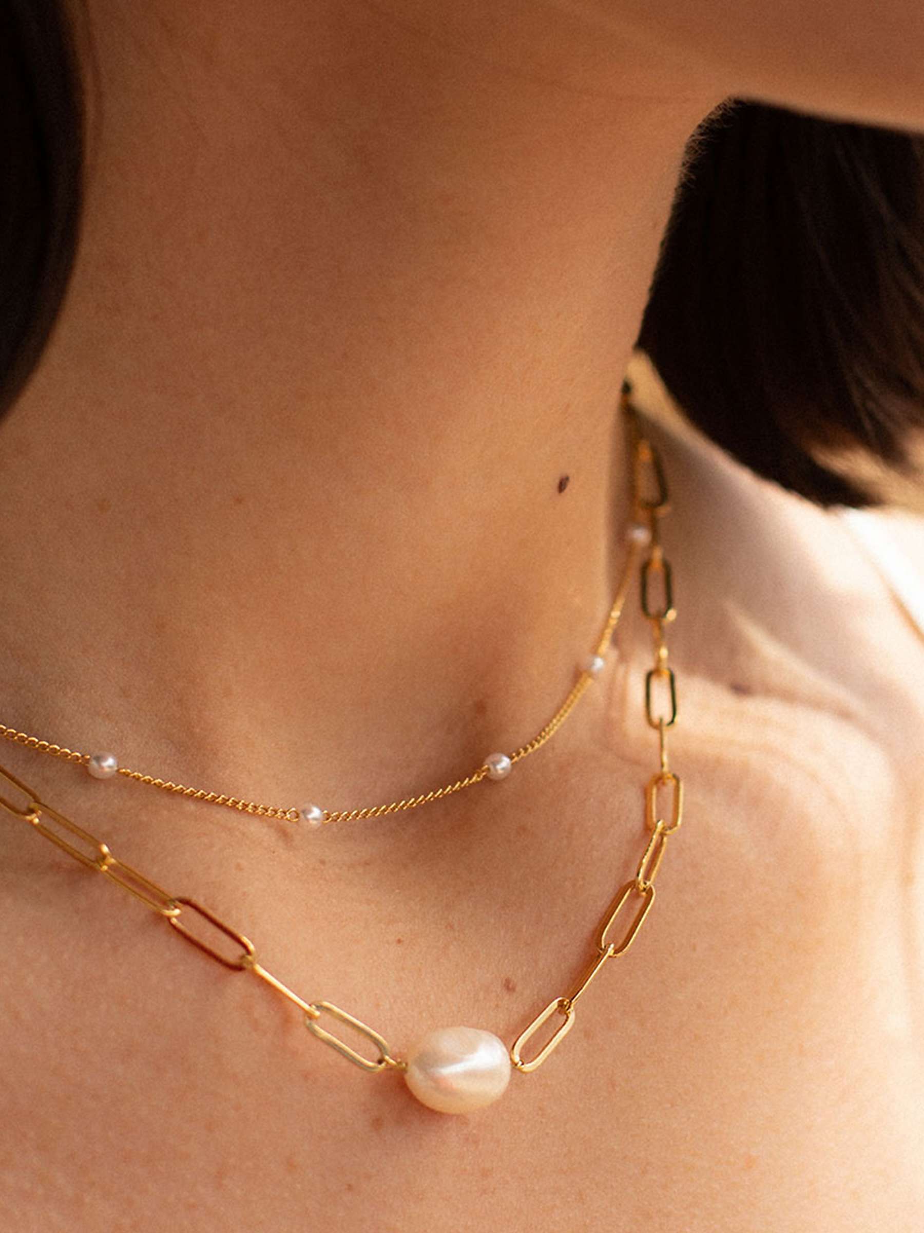 Buy Estella Bartlett The Edit Link Chain Pearl Necklace, Gold Online at johnlewis.com
