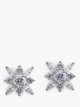 CARAT* London Snow Flower Cubic Zirconia Stud Earrings, Silver/Clear