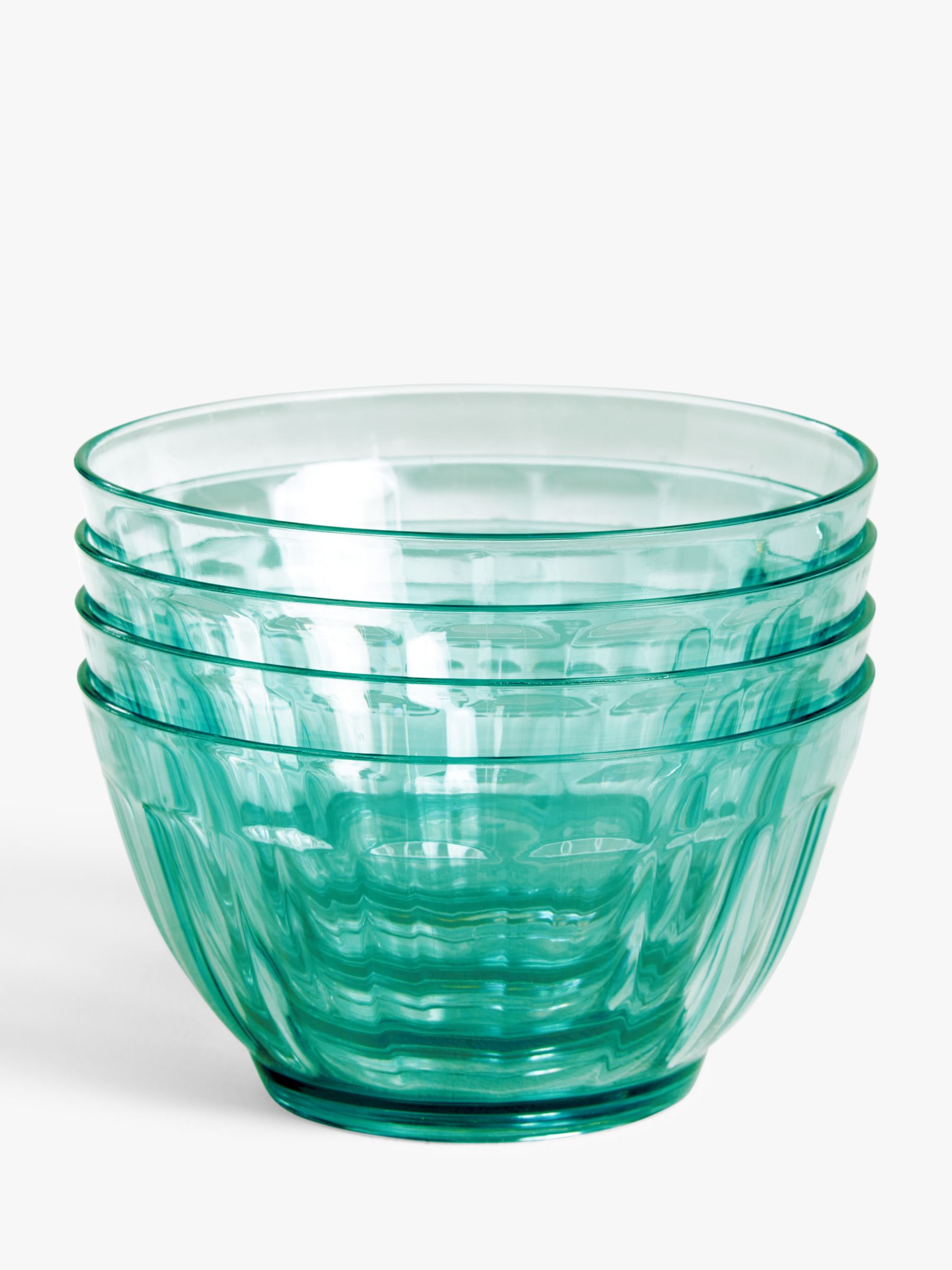 ANYDAY John Lewis & Partners Plastic Picnic Bowls, Set of 4, 14cm, Aqua