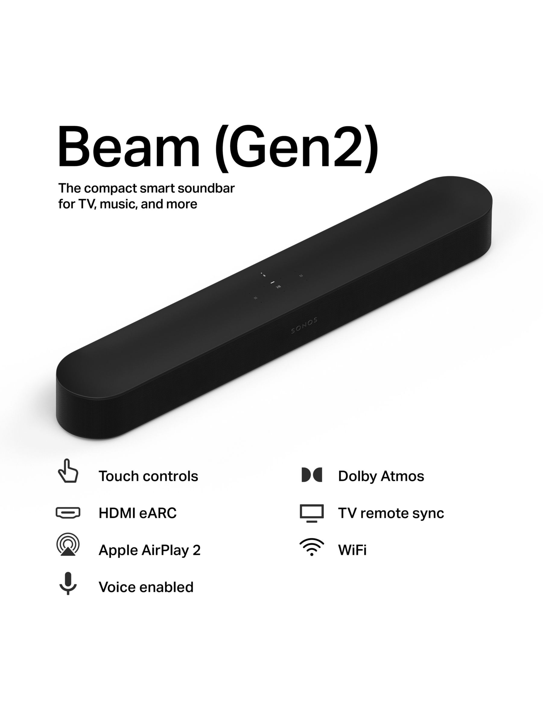 SONOS コンパクトスマートサウンドバー Sonos Beam(Gen2) ホワイト [Wi