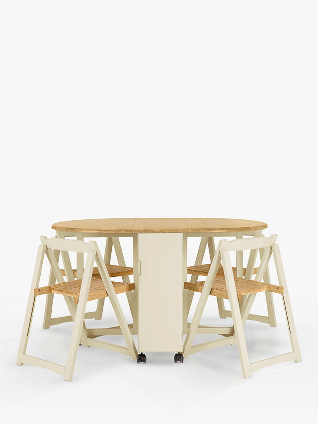 ANYDAY John Lewis & Partners Adler Butterfly Drop Leaf Folding Dining Table and Four Chairs, Cream