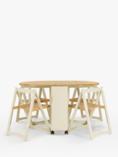 John Lewis ANYDAY Adler Butterfly Drop Leaf Folding Dining Table and Four Chairs, Natural/Cream