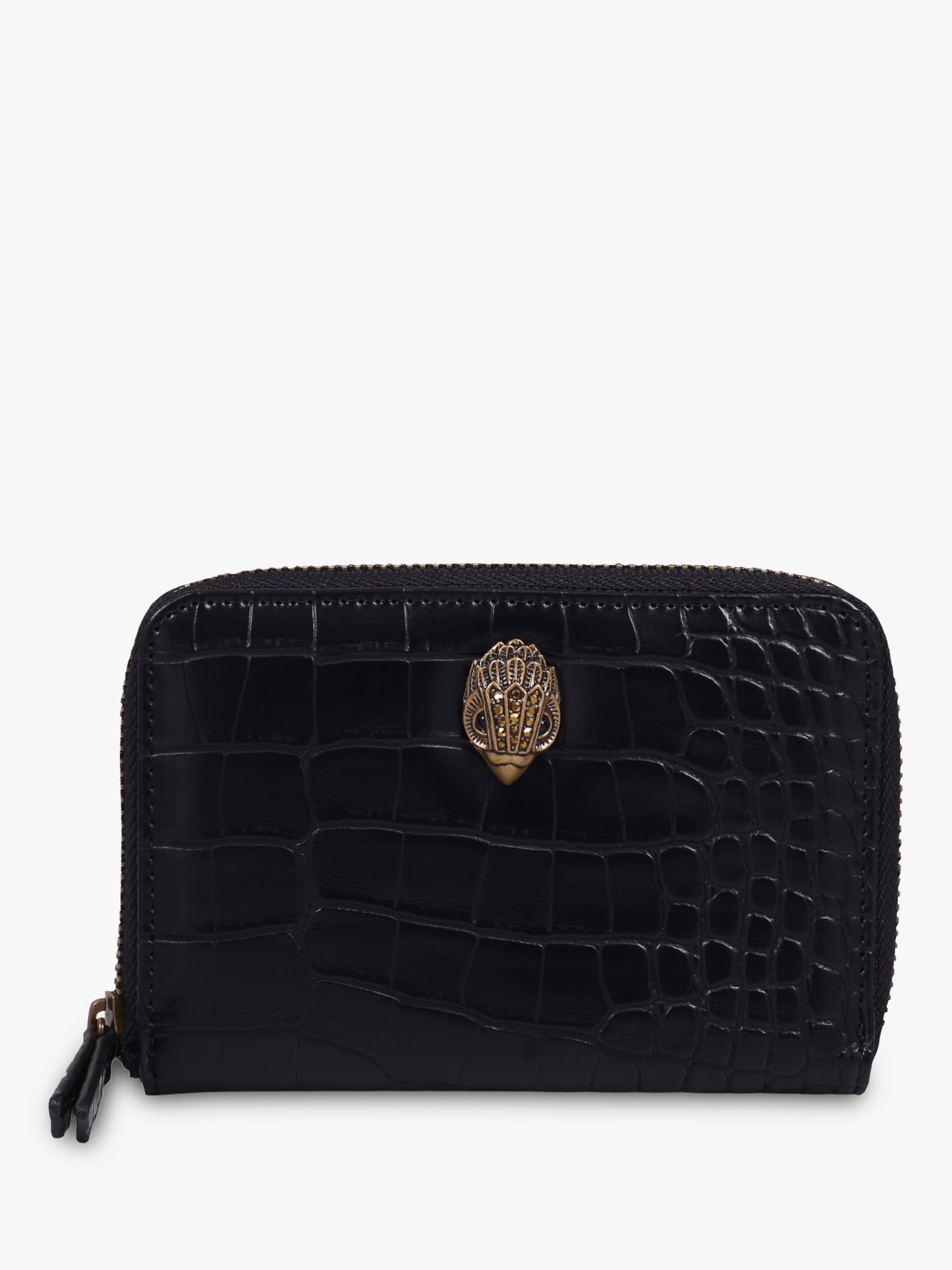 Kurt Geiger London Eagle Zip Around Croc Purse, Black