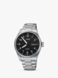 Oris 01 752 7760 4164-07 Men's Big Crown Pilot Automatic Day Date Bracelet Strap Watch, Silver/Black